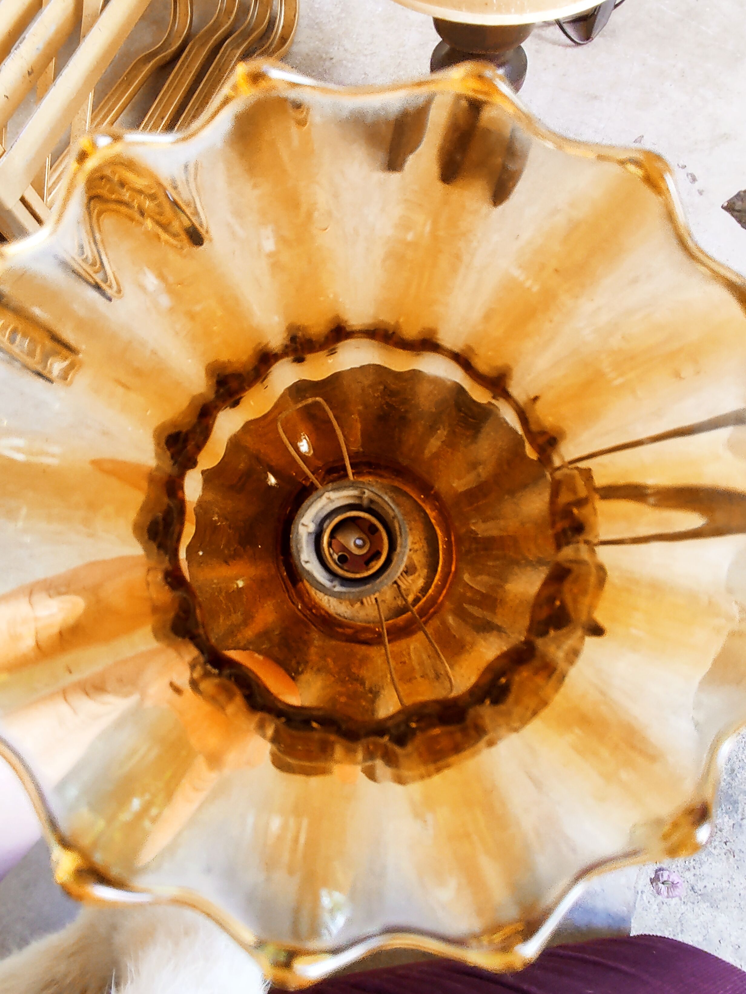 Raw metal wall lamp, Murano tulip