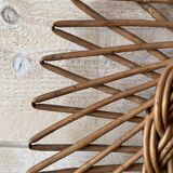 Miroir soleil osier vintage