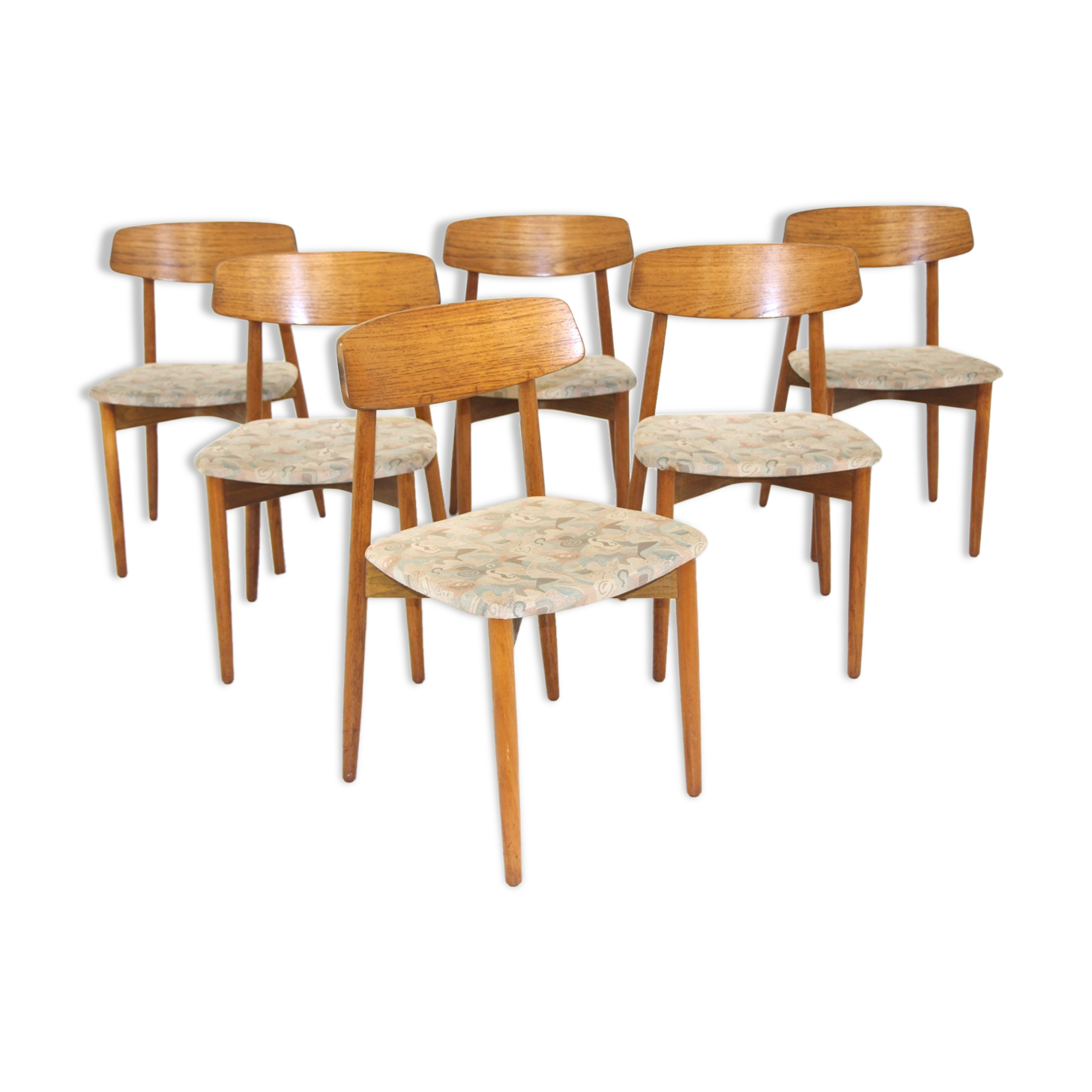 Set of 6 teak chairs, Harry Østergaard, Randers Møbelfabrik, Denmark, 1960