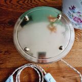 Lampe en laiton et porcelaine années 50