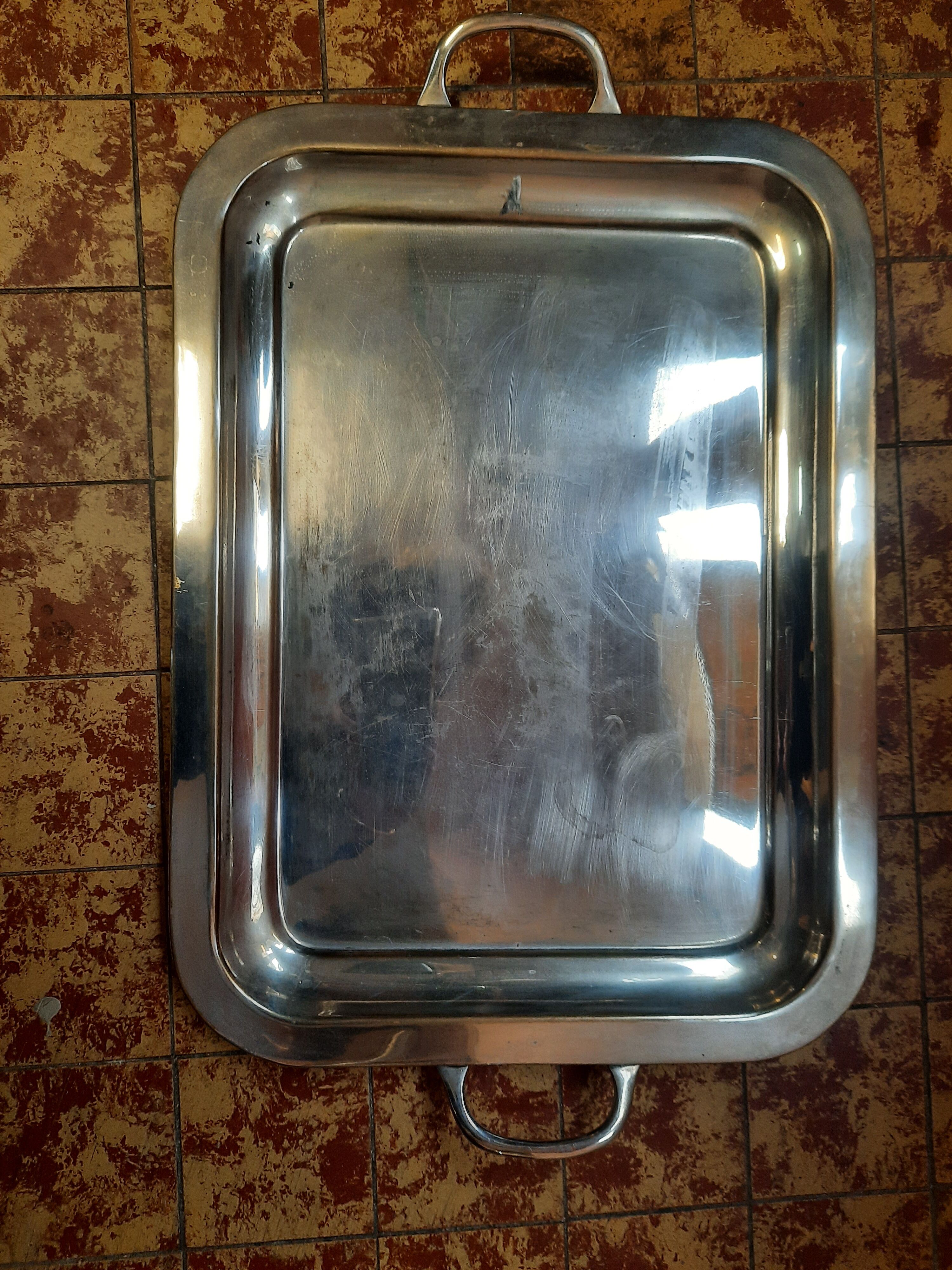 Silver metal tray
