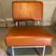Pair of modernist low chairs in skai camel vintage 60s/70s