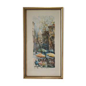 Lithographie cadre doré paris