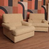 Danish Set of Armchairs Soft Cuschion Comfortable Wool Upholstery