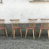 Set of 4 chairs bistro vintage Scandinavian brasserie colorful cake - 1950 1960