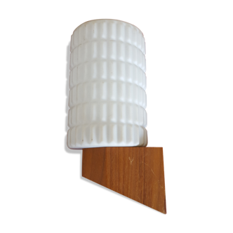 Wall light vintage teak philips opaline