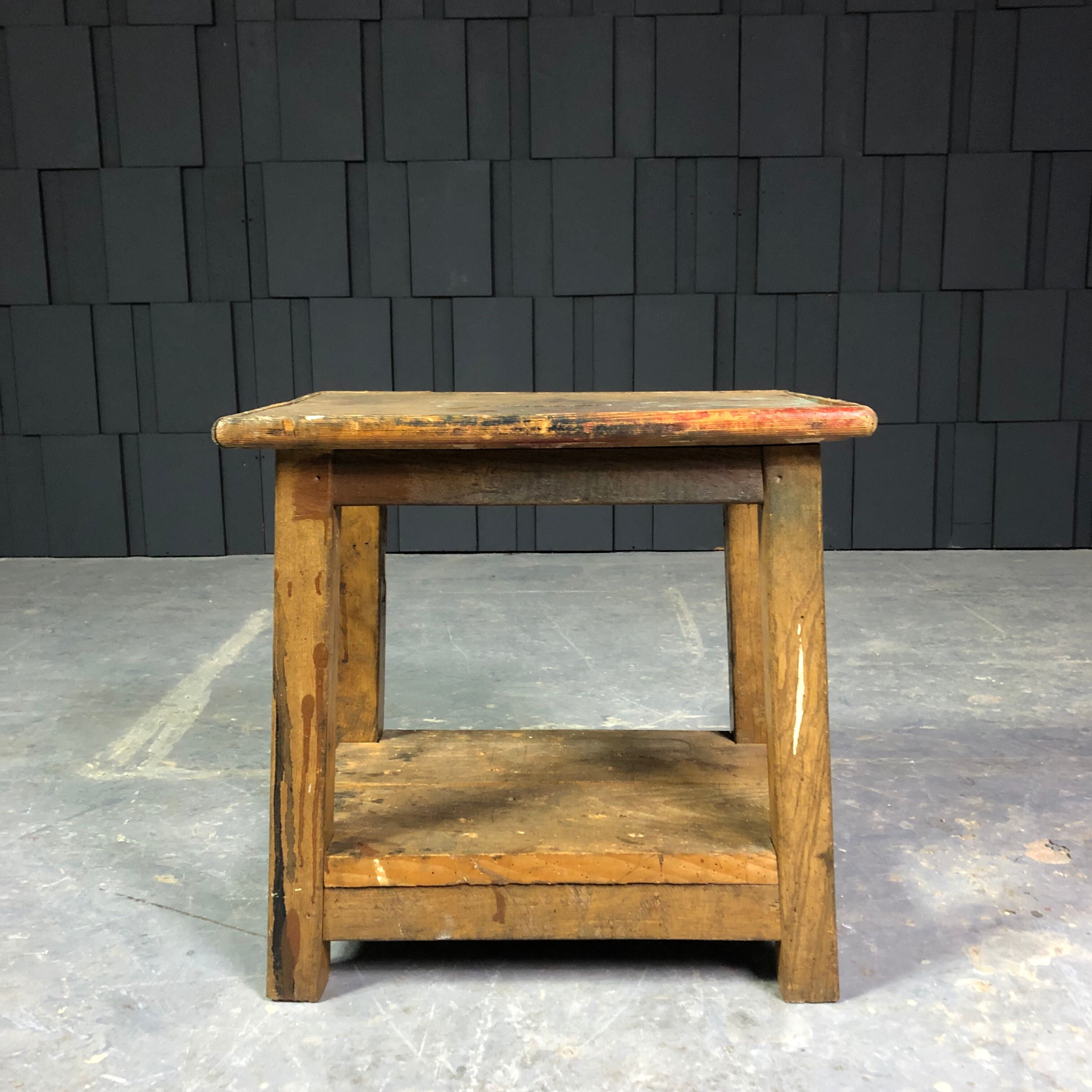 Old wooden workshop stool