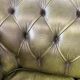 Antique green leather Chesterfield / sofa / couch