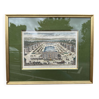 Vue d’optique XVIIIe – Château de Marly – Gravure ancienne