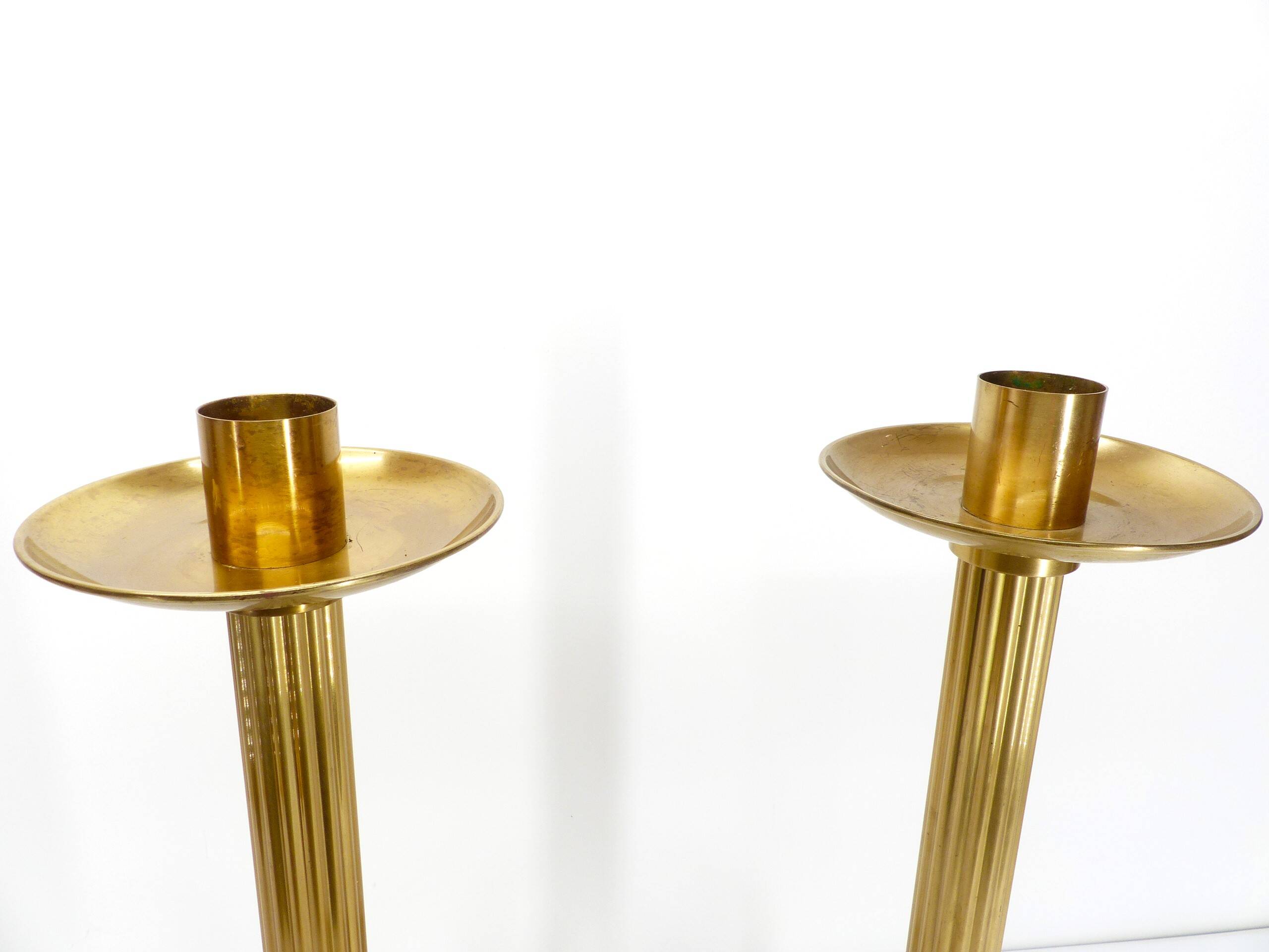 Pair of Scandinavian brass candlesticks Ivar Ålenius Björk for Ystad Metall 1960