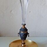 French antique crystal bronze and brass cornet soliflore vase from the early 1920s.
