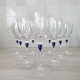 10 Crystal d'Arques glasses model Venice Sapphire blue