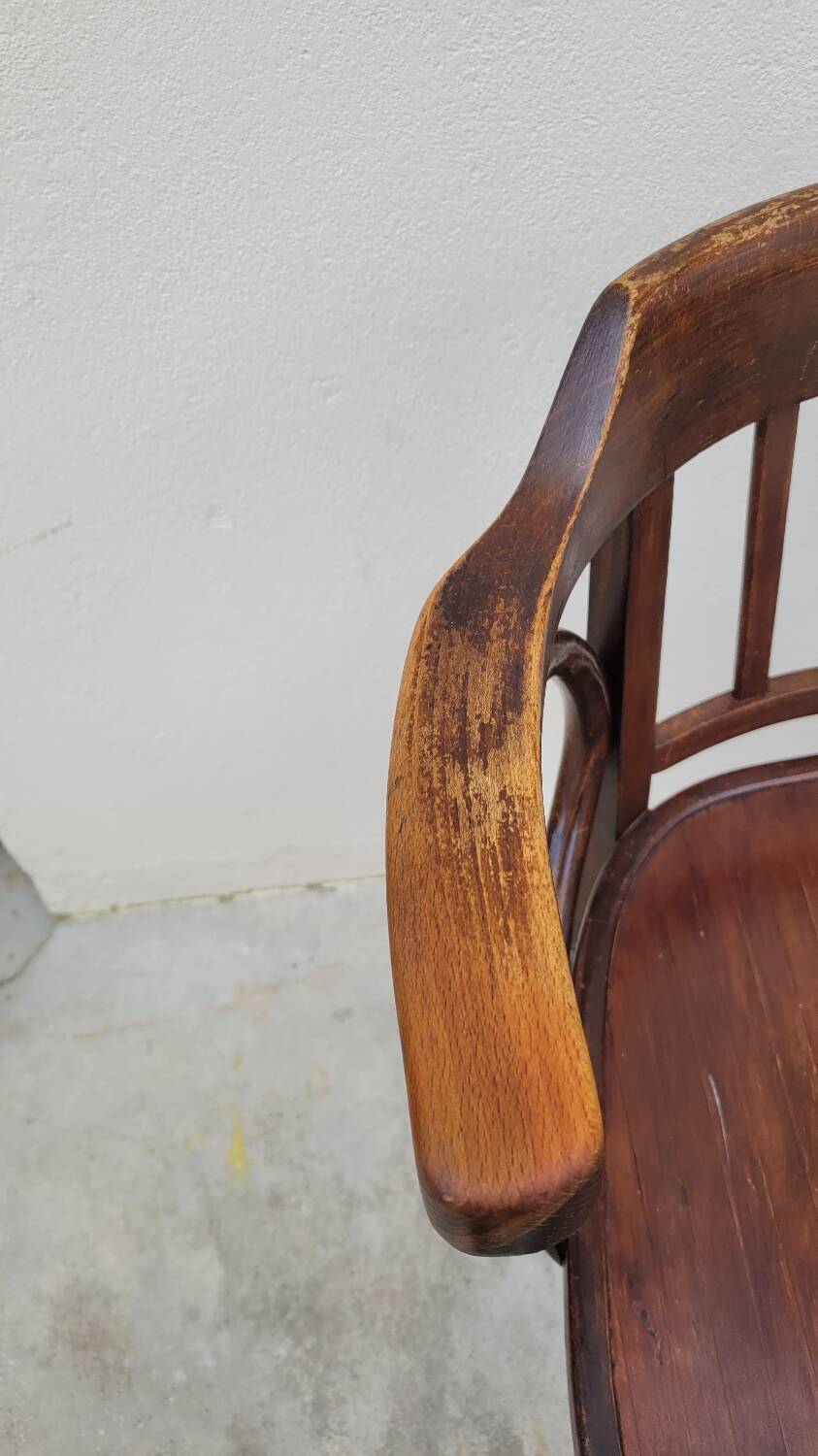 Office chair signed Baumann bistro style curved wood - 1930s