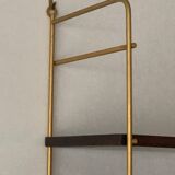 String wall shelf in wood and brass, 1960