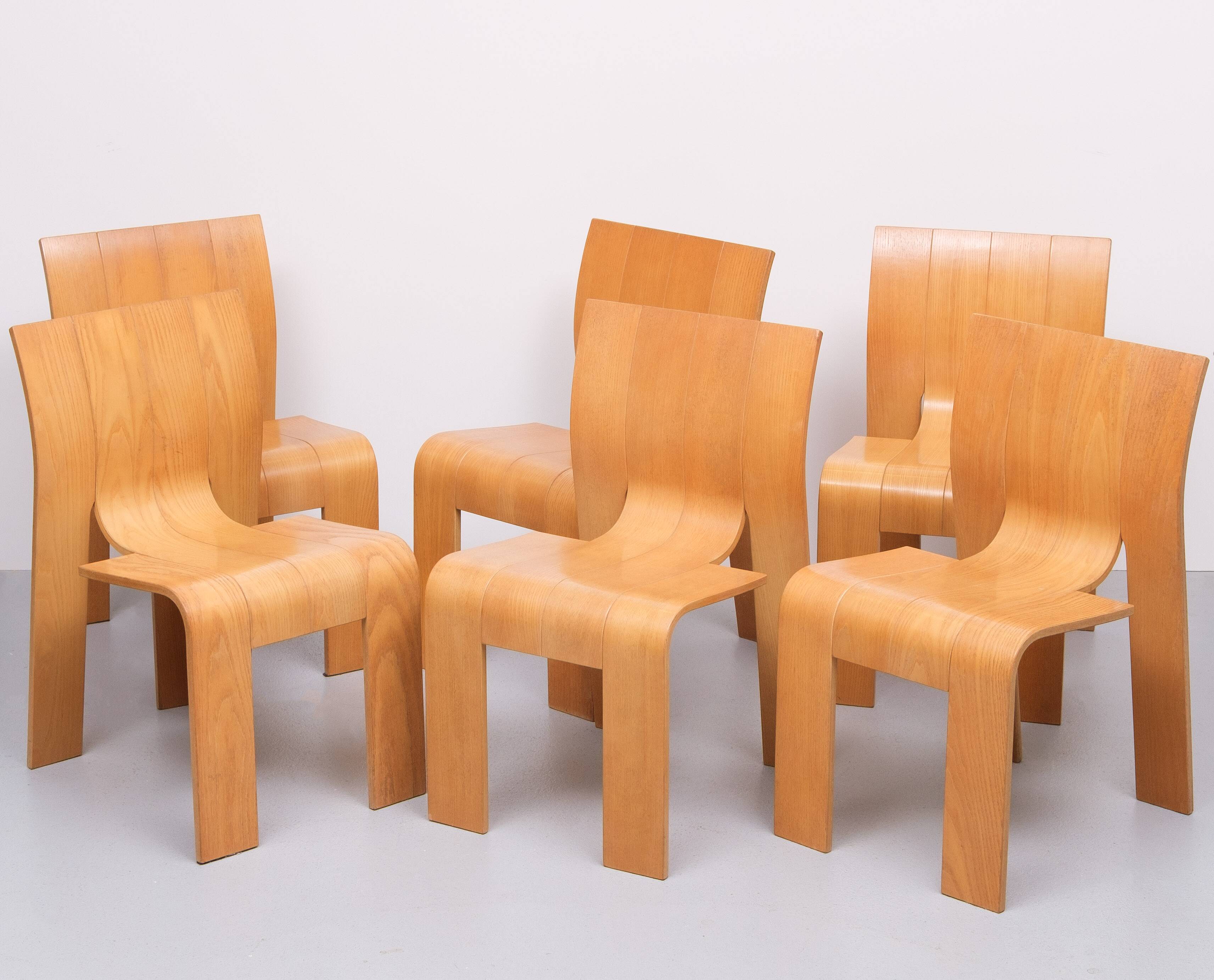 6 Gijs Bakker Strip Chairs for castelyn 1970s