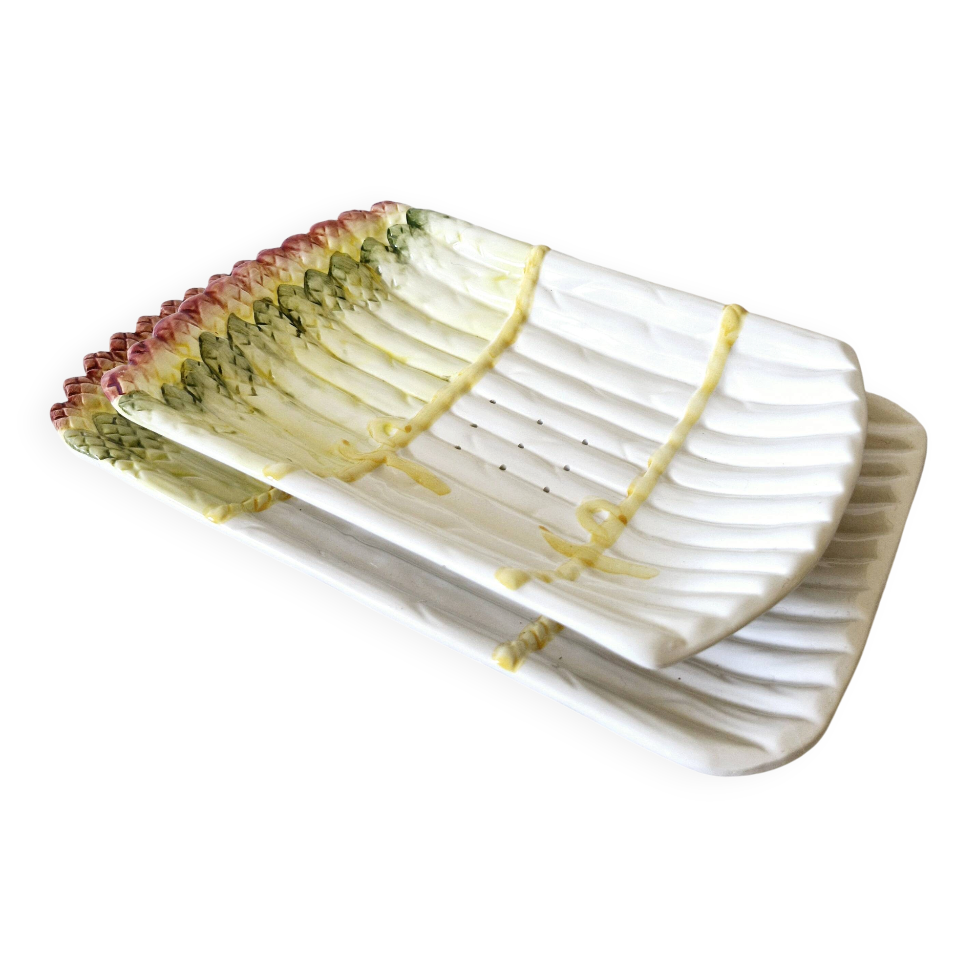 Vintage ceramic asparagus dish and drainer Barbotine