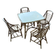 Table et 4 chaises en rotin, 1960-1970