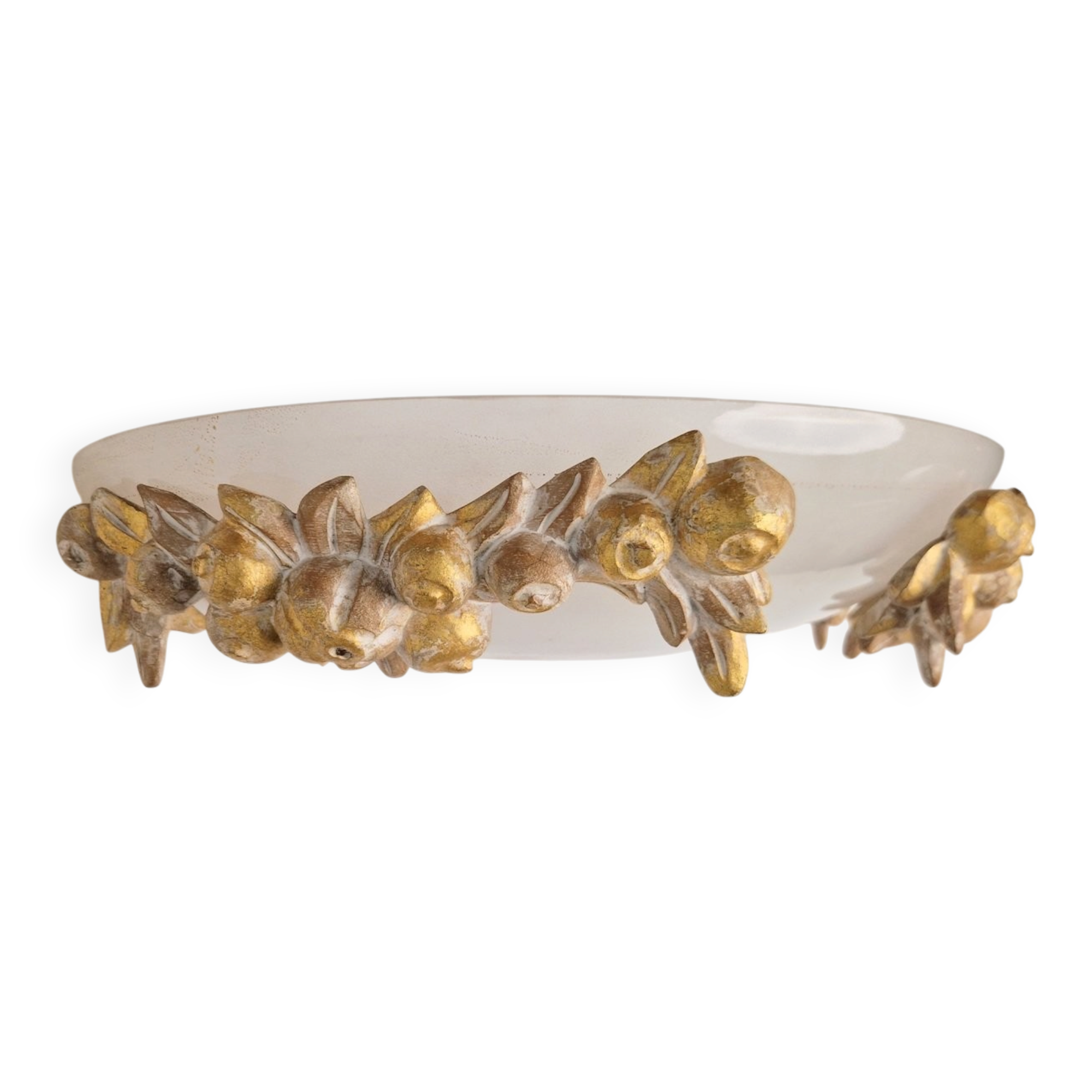 Vintage Bowl Wall Lamps in Goldleaf Murano Glass, Italy, 1970s, Set of 2