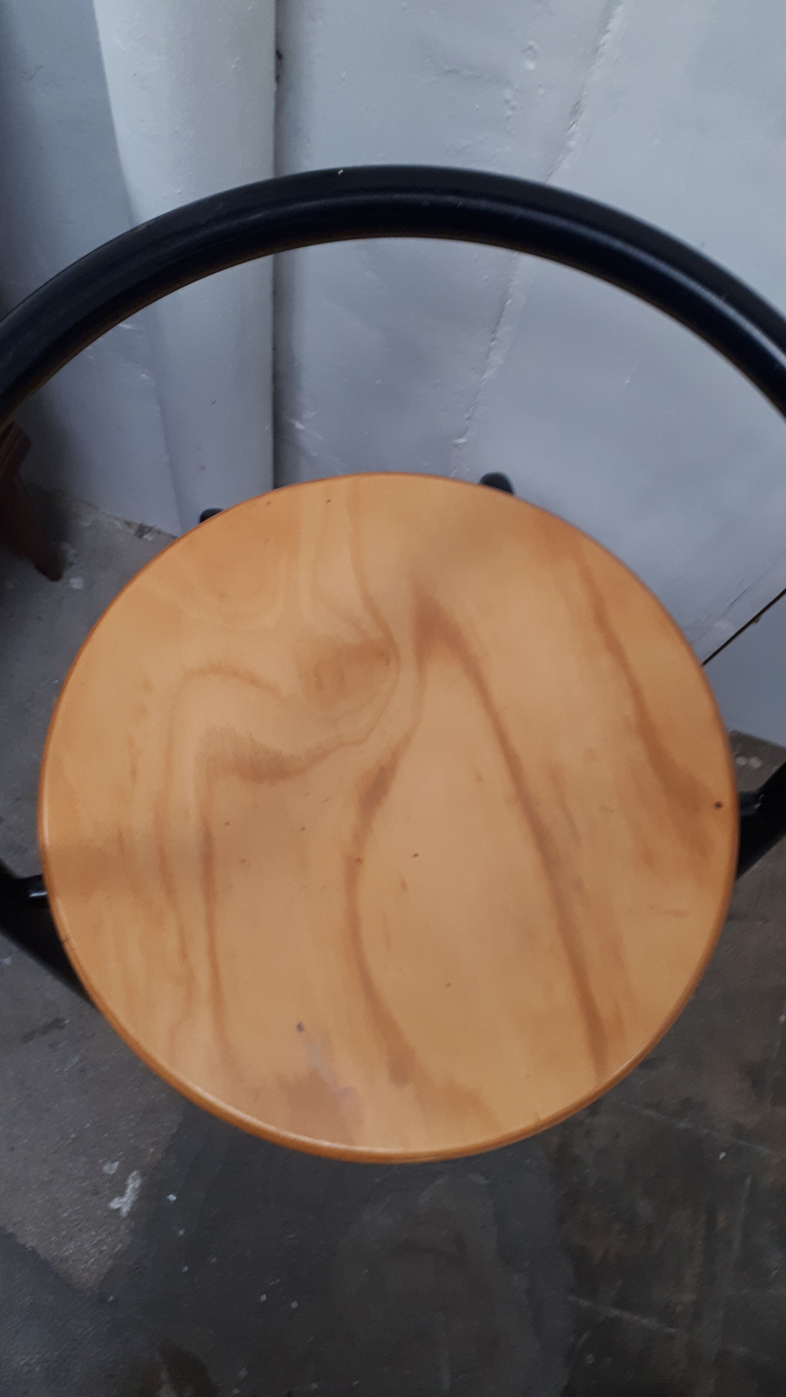 pair stool bar design vintage 1980 black metal wood