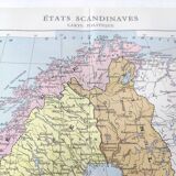 Old map Scandinavia Norway Sweden Finland 43x43cm from 1950