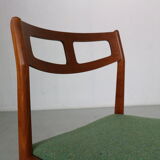 Ensemble moderne scandinave de 5 chaises de salle à manger en teck et vert