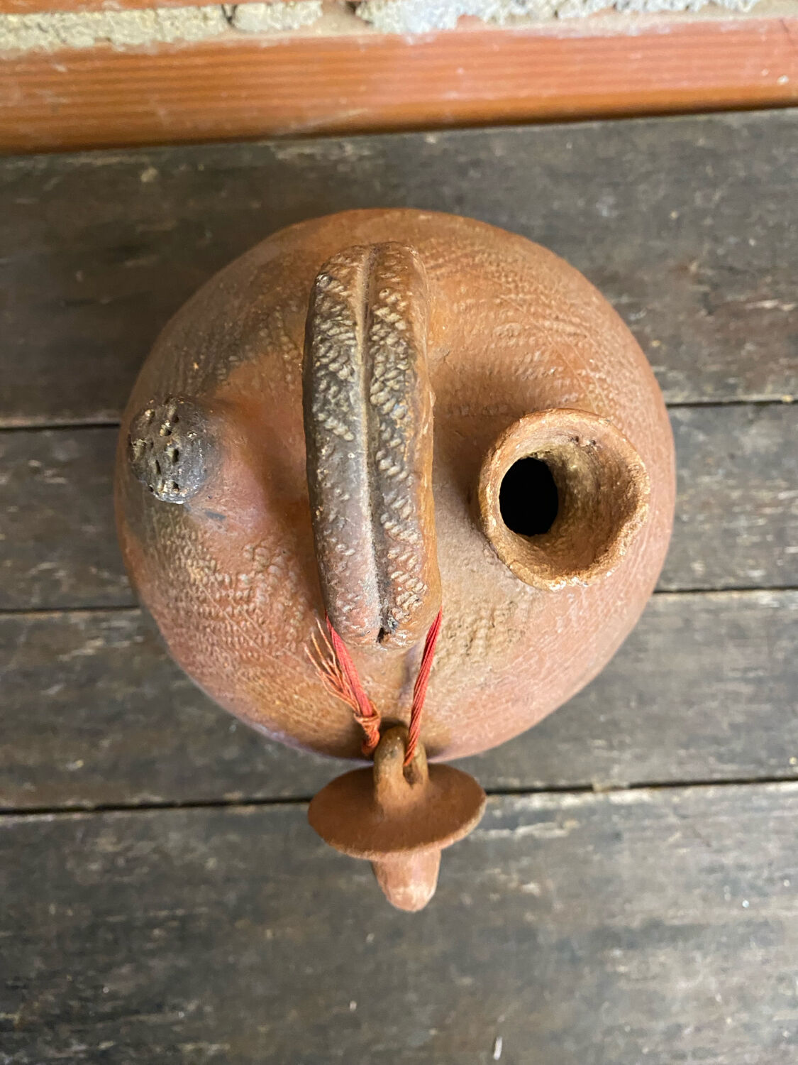 Gargoulette Jug Ball Antique Terracotta Chiseled Vintage #D616