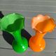 Pair of Vintage 70s Pop Art Opaline Vases – Green & Fluorescent Orange 20cm