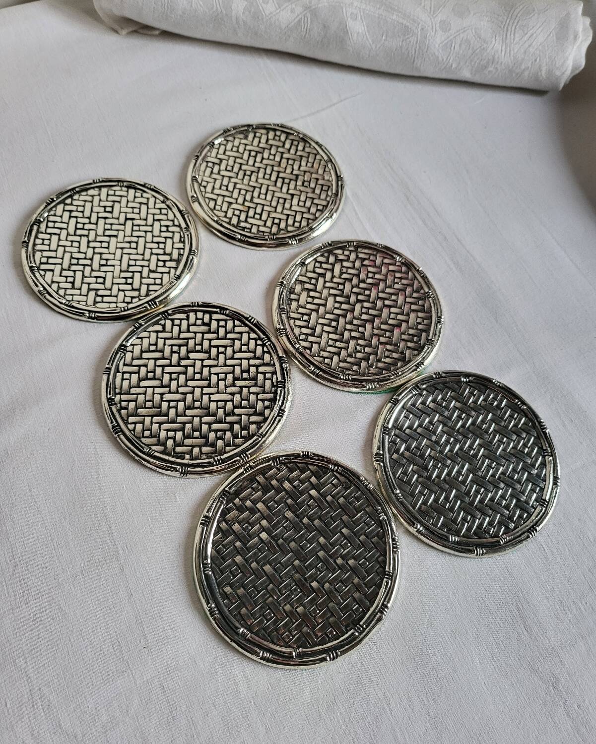 6 Coasters - Silver-plated coasters