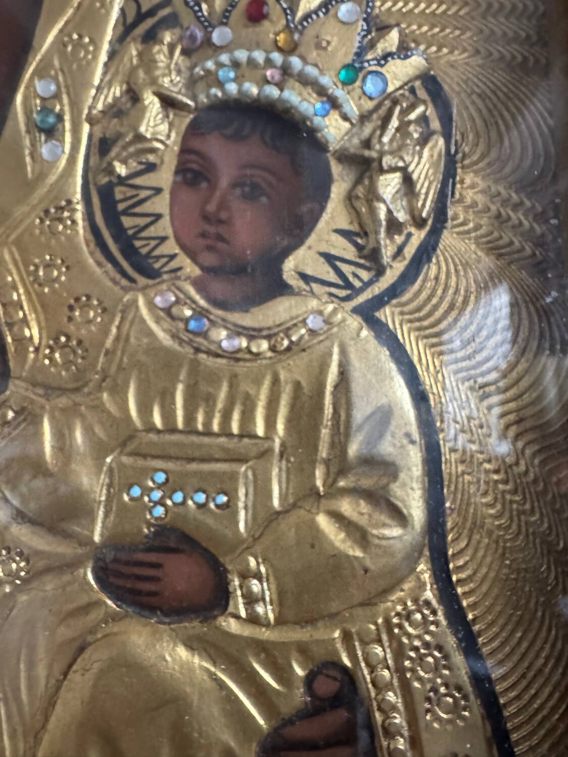 Painted icon and repoussé metal, Poland, early 20th century