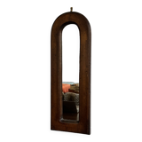 Vintage brutalist solid wood wall mirror