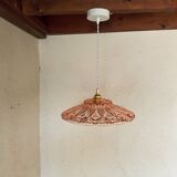 Vintage pink molded glass pendant light