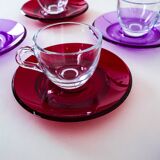 Set of glass cups, Italian design, 1970s, manufactured by Fratelli Guzzini