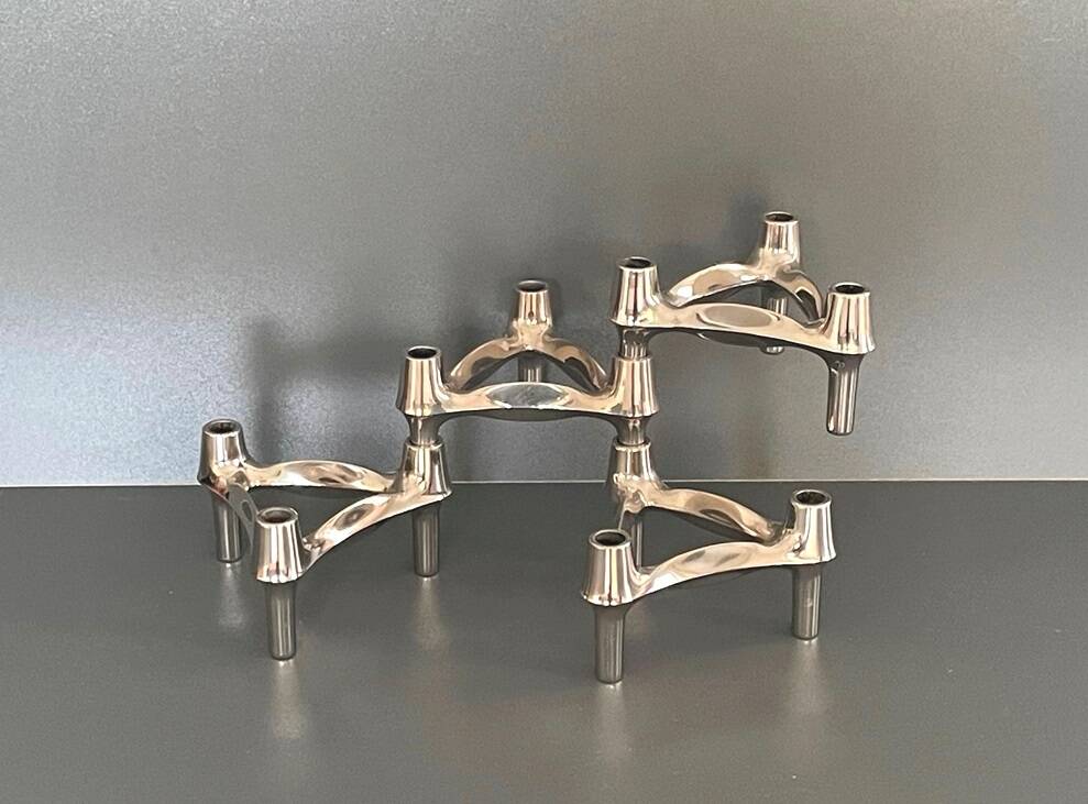 4 modular Nagel candlesticks. Vintage 70s