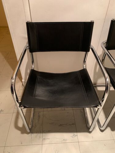 Metal and leather chair/armchair, italy, 1990s