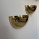 Pair of vintage half moon wall lights, brass, France 1970