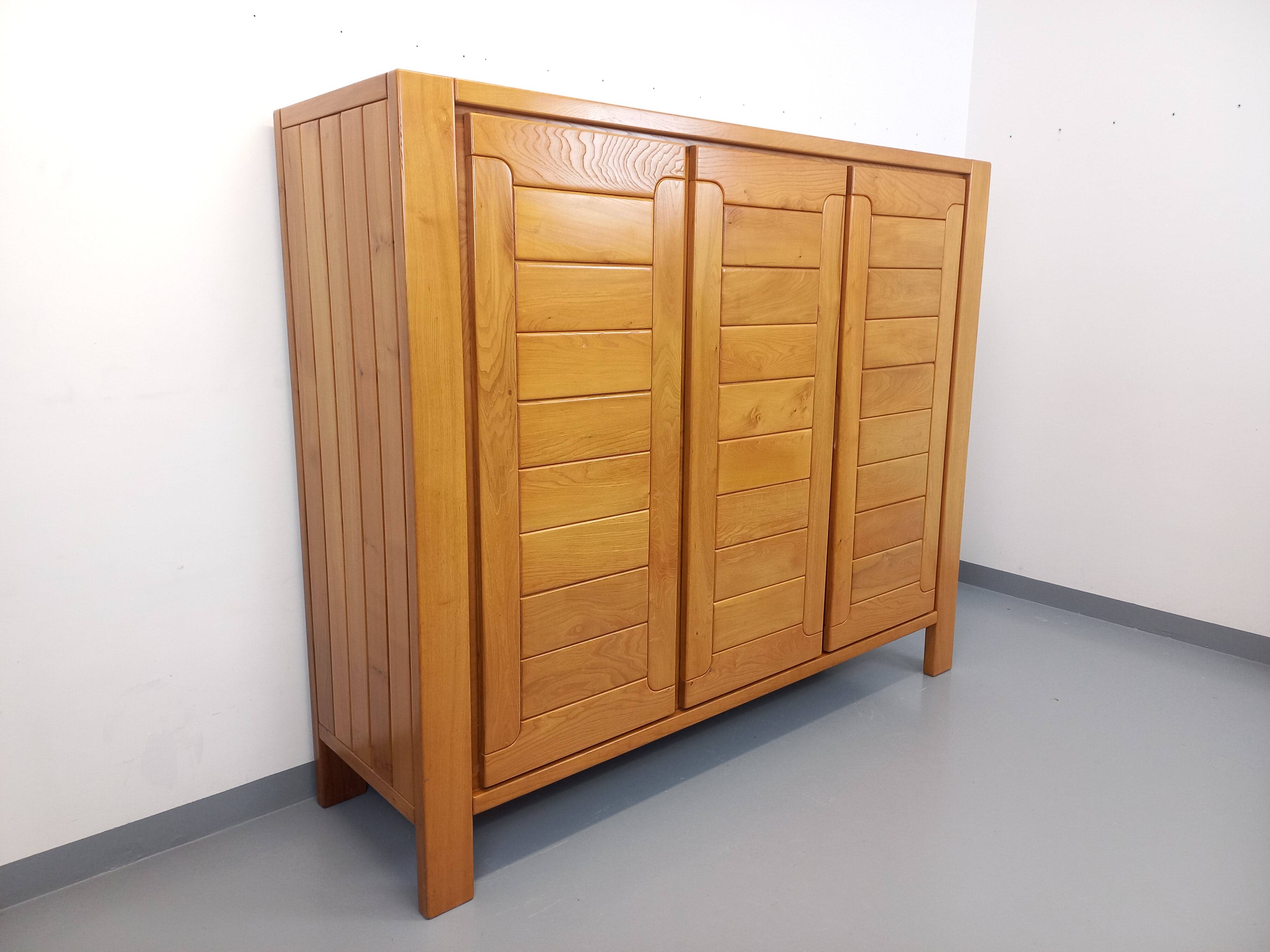 Vintage Maison Regain elm wardrobe from the 70s and 80s