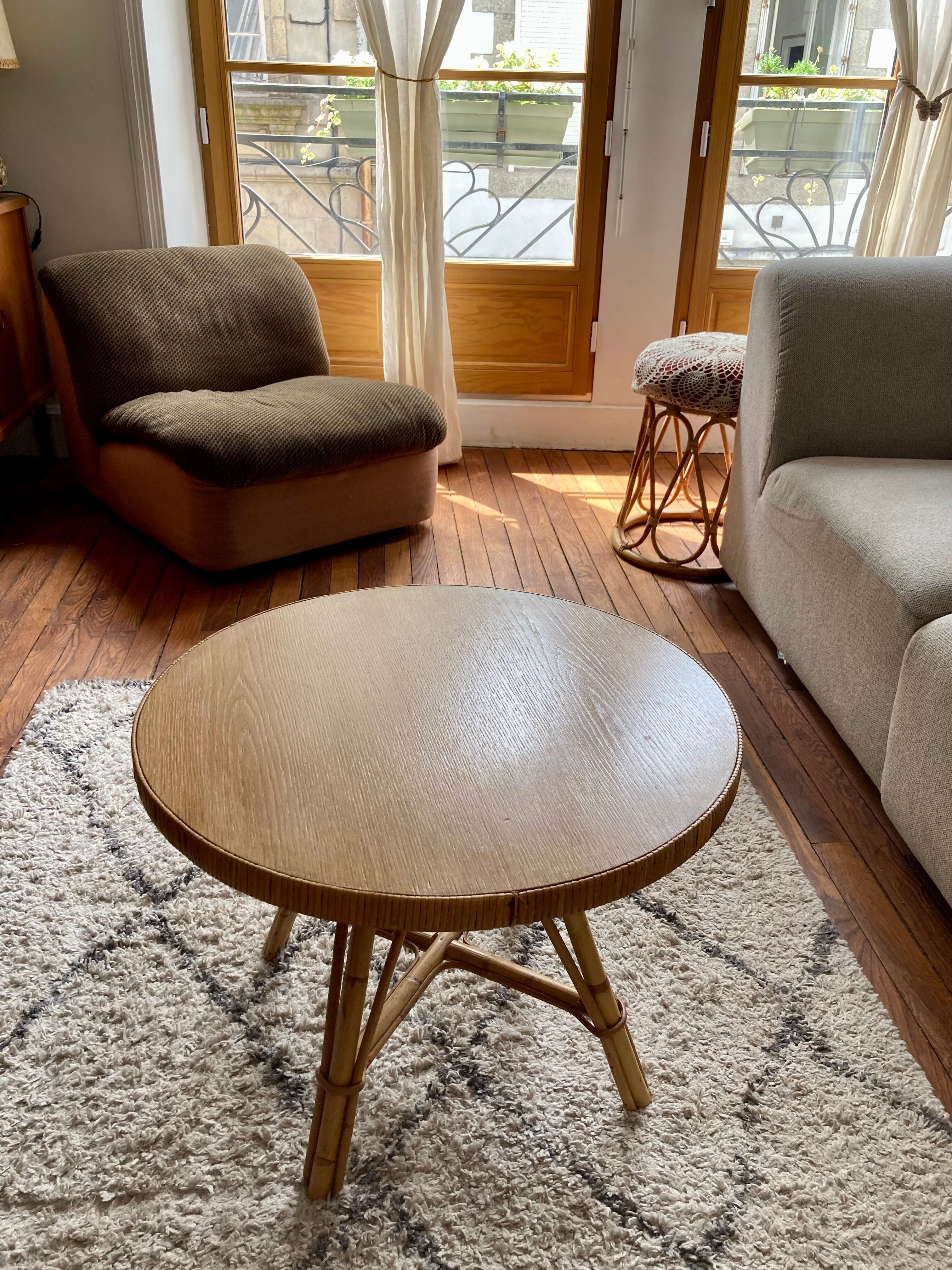Round rattan coffee table top