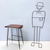 Vintage tv stand/ side table with an ebonized beech top and an iron frame, italy