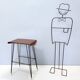 Vintage tv stand/ side table with an ebonized beech top and an iron frame, italy