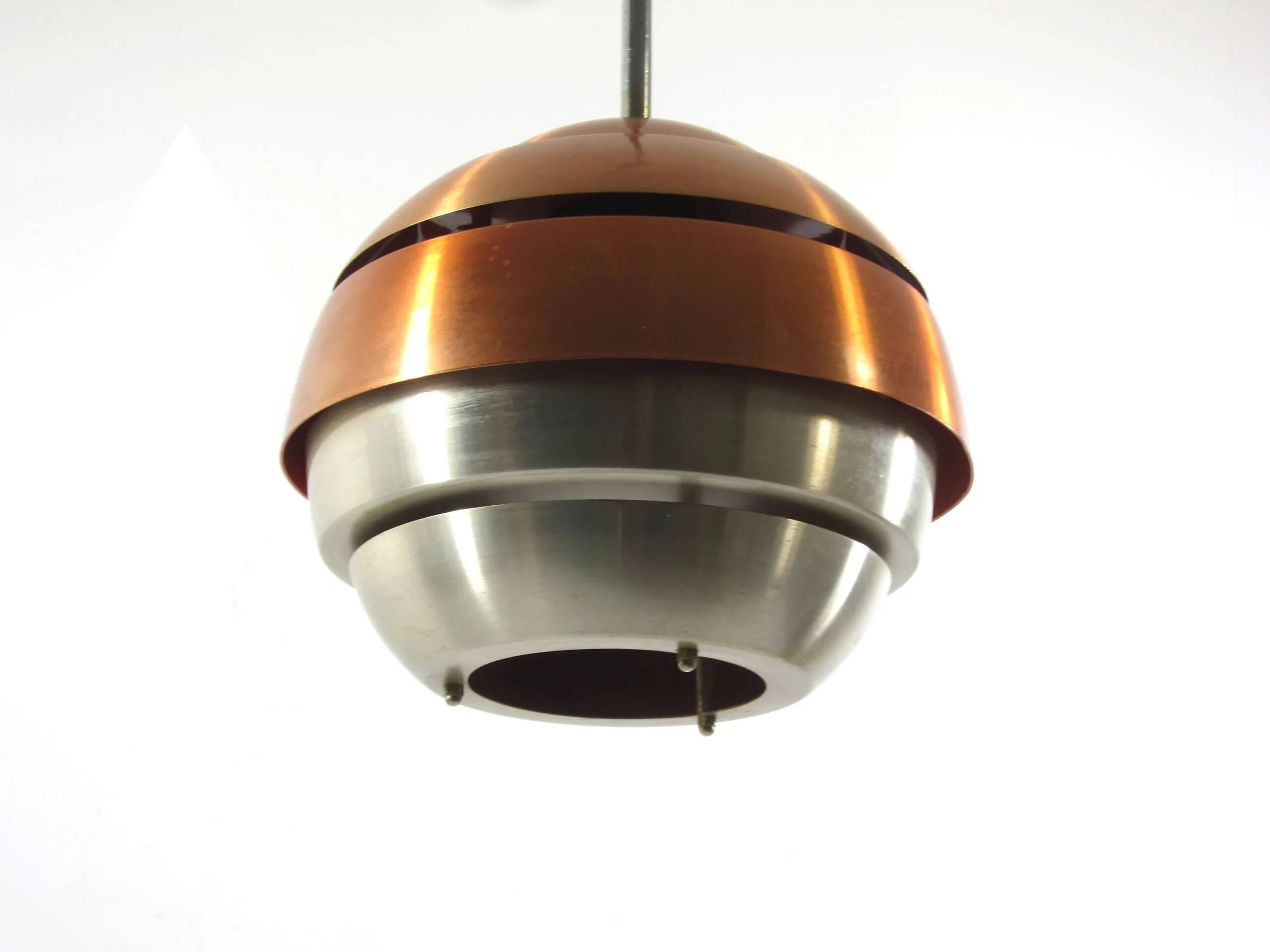 1960s Danish pendant – copper & aluminium lamp in Carl Thore style
