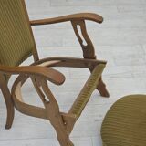 1970s, Scandinavian armchair, cotton/wool fabric, solid oak wood.