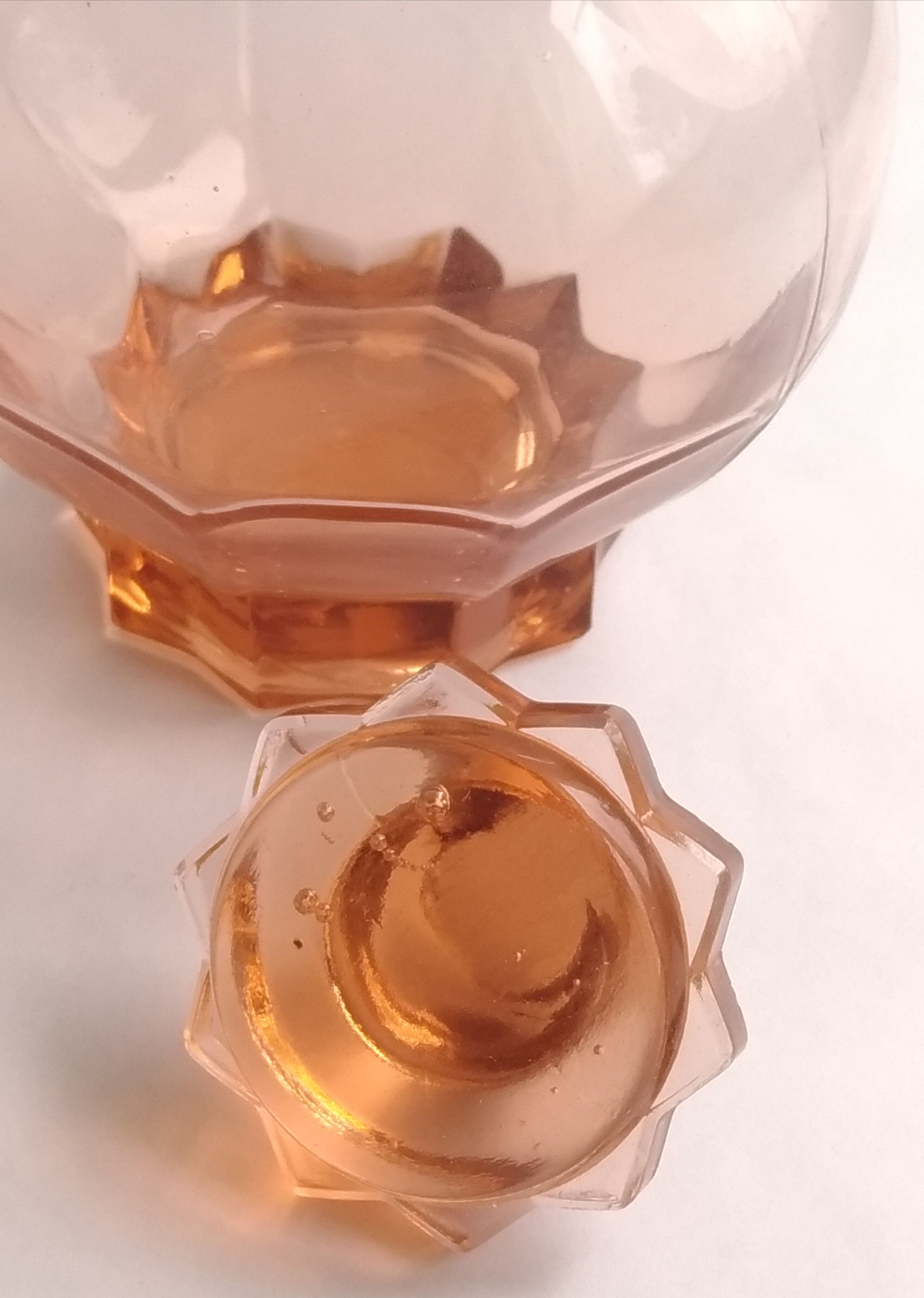 Pink glass carafe-art deco style-star stopper