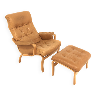 Scandinavian leather armchair, Sweden, 1970