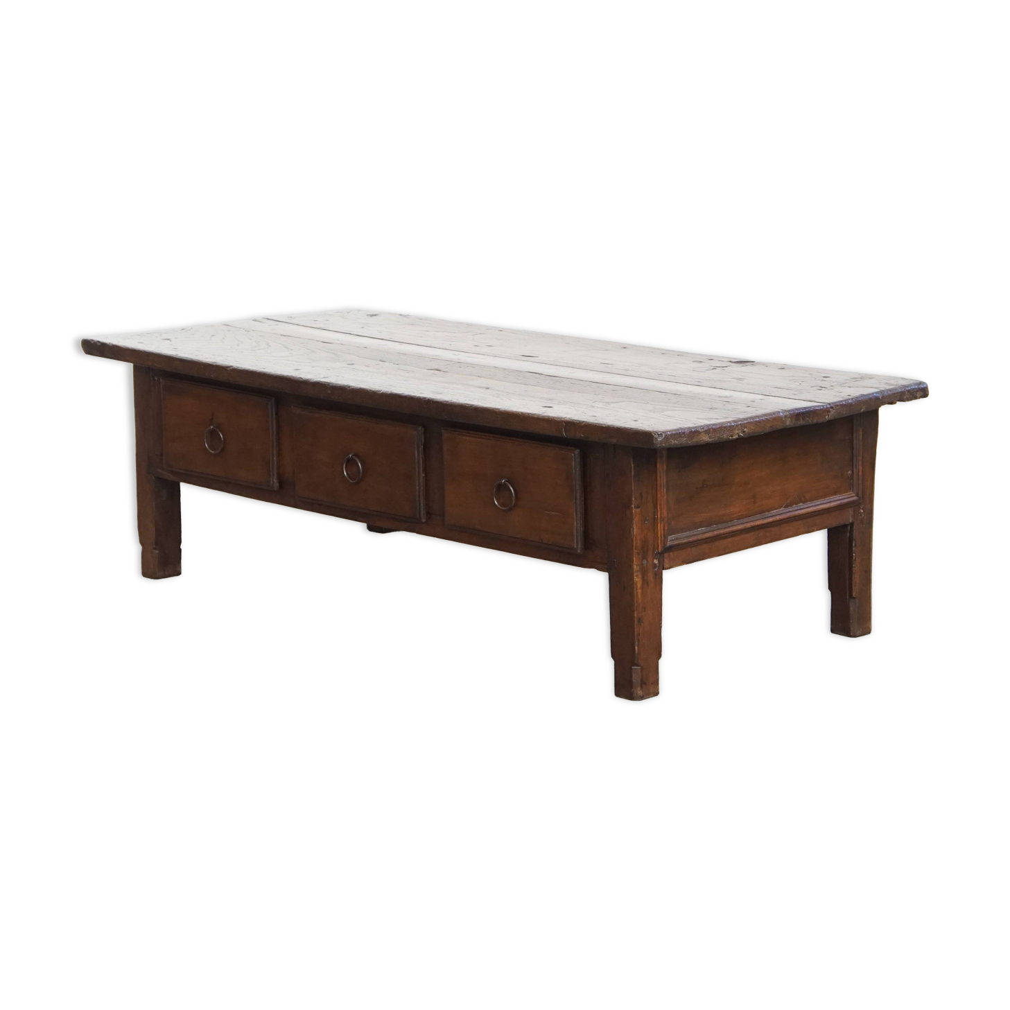 Antique South European 18th-Century Coffee Table with Three Drawers