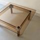 Square coffee table in smoked brown plexiglass and chrome, 1970s design