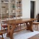 Solid wood dining table, sculpted brutalist base, 1960s.