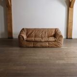 Canapé Sloop Ligne Roset par Michel Ducaroy en cuir cognac, années 1970