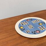 Mid-century German ceramic cake plate with floral patterns by Limburg, 1960s.