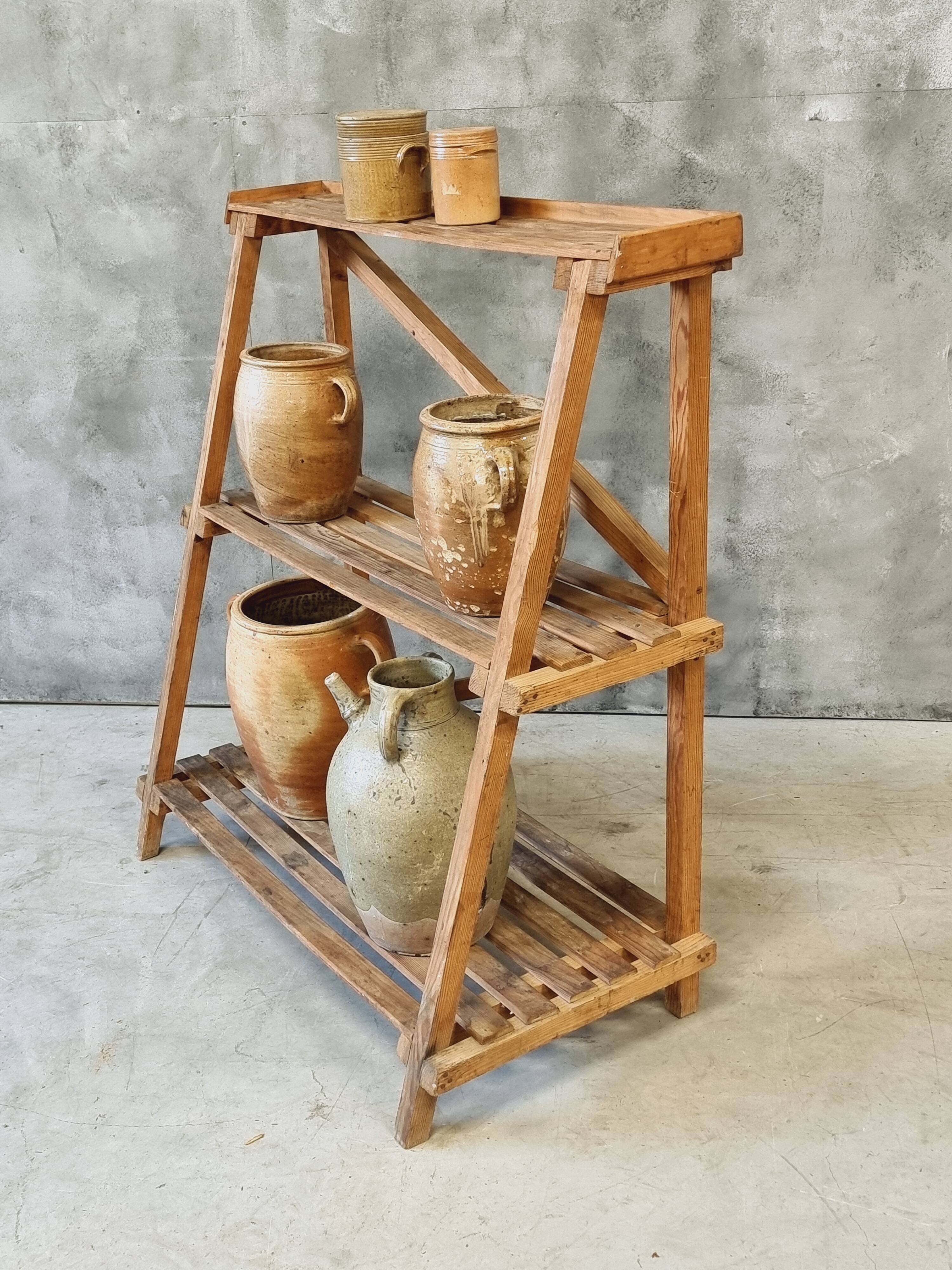 Plant shelf made of old pine wood