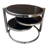 Chrome metal and smoked glass coffee table